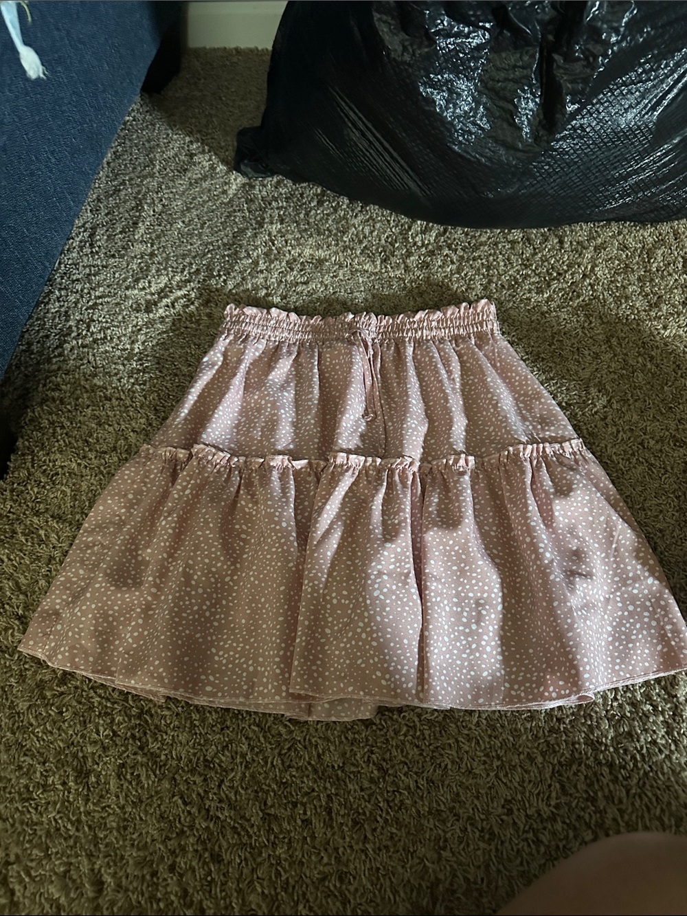 Women’s Pink Polka Dot Tiered Skater Skirt